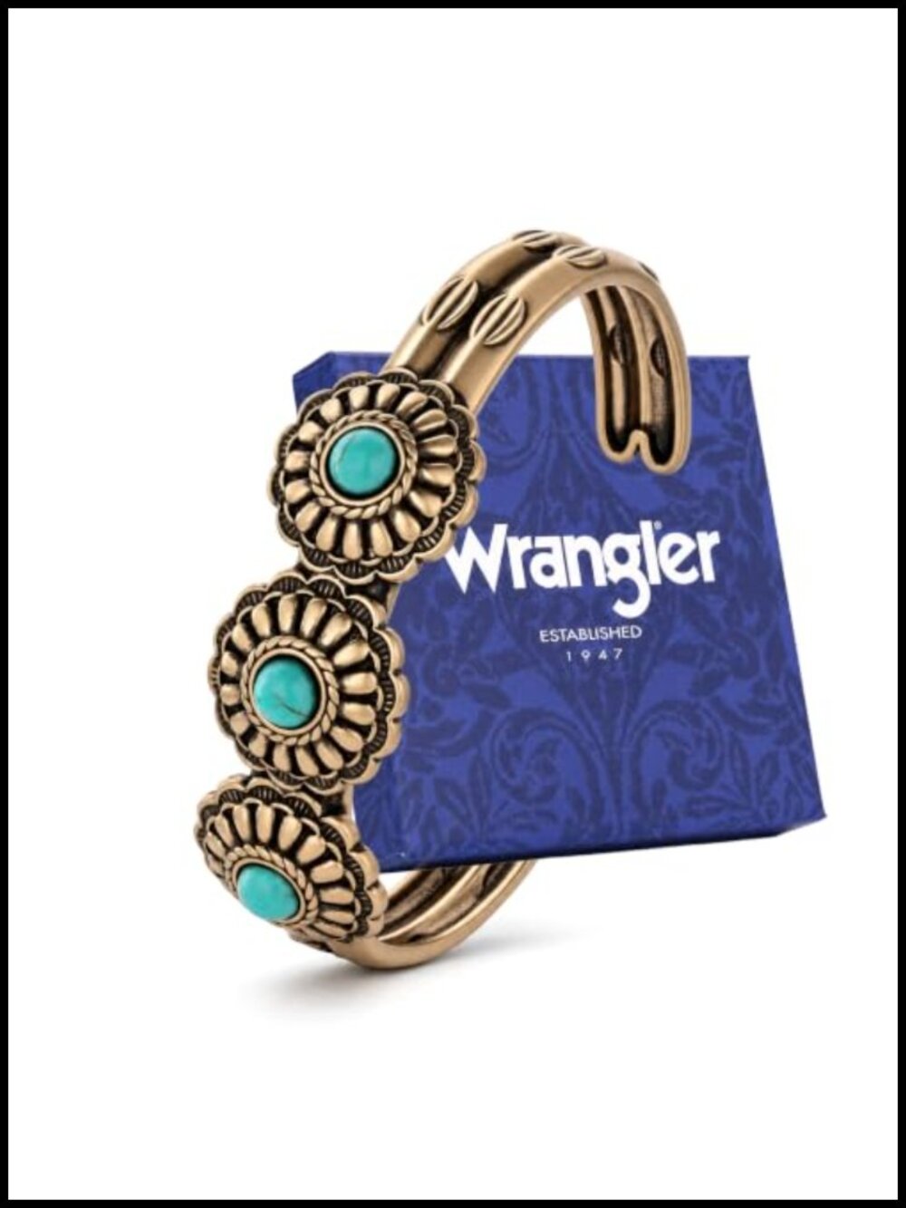Western Turquoise Flower Open Cuff Bracelet Adjustable Hypoallergenic